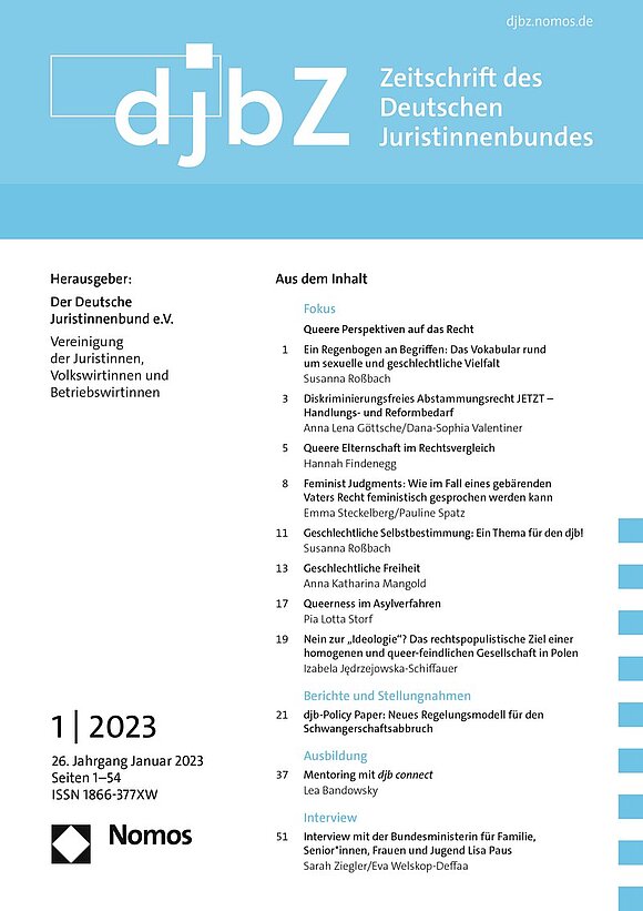 Ausgabe 1/2023 Zeitschrift des Deutschen Juristinnenbundes